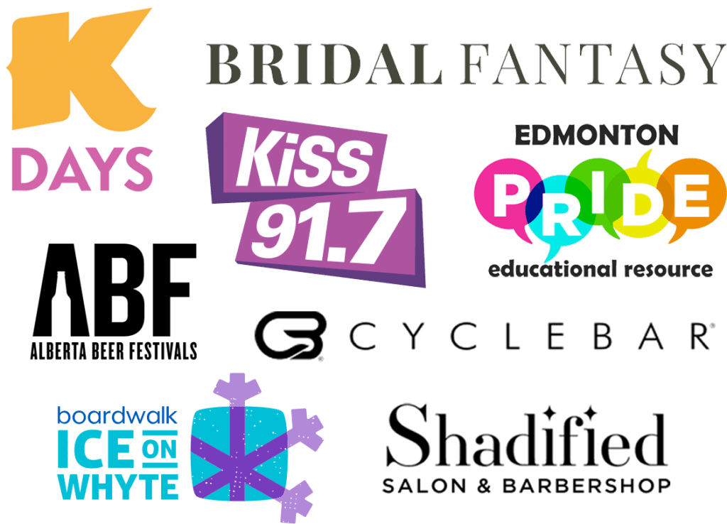 Mike Tomas Clients - K Days, Bridal Fantasy, KiSS 91.7, Edmonton Pride, Alberta Beer Festival, Cyclebar, Ice On Whyte, and Shadified